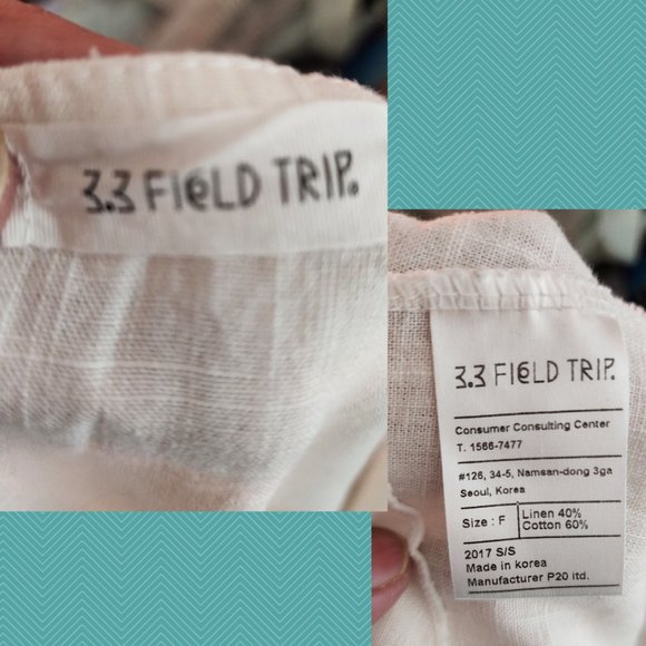 3.3 Field Trip White Linen Blend Round Neck Top w/ Flutter Sleeves - Picture 5 of 5